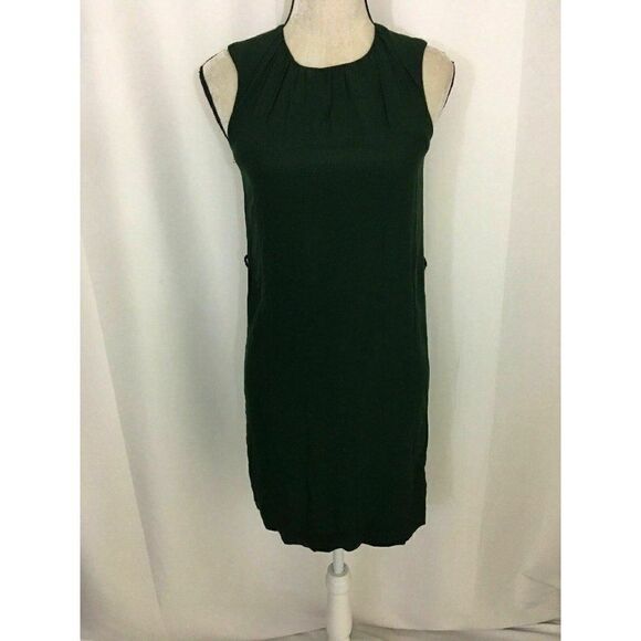 Zara Womens Solid Forest Green Scoop Neck Tank Mini Dress Viscose Xs - Picture 2 of 10